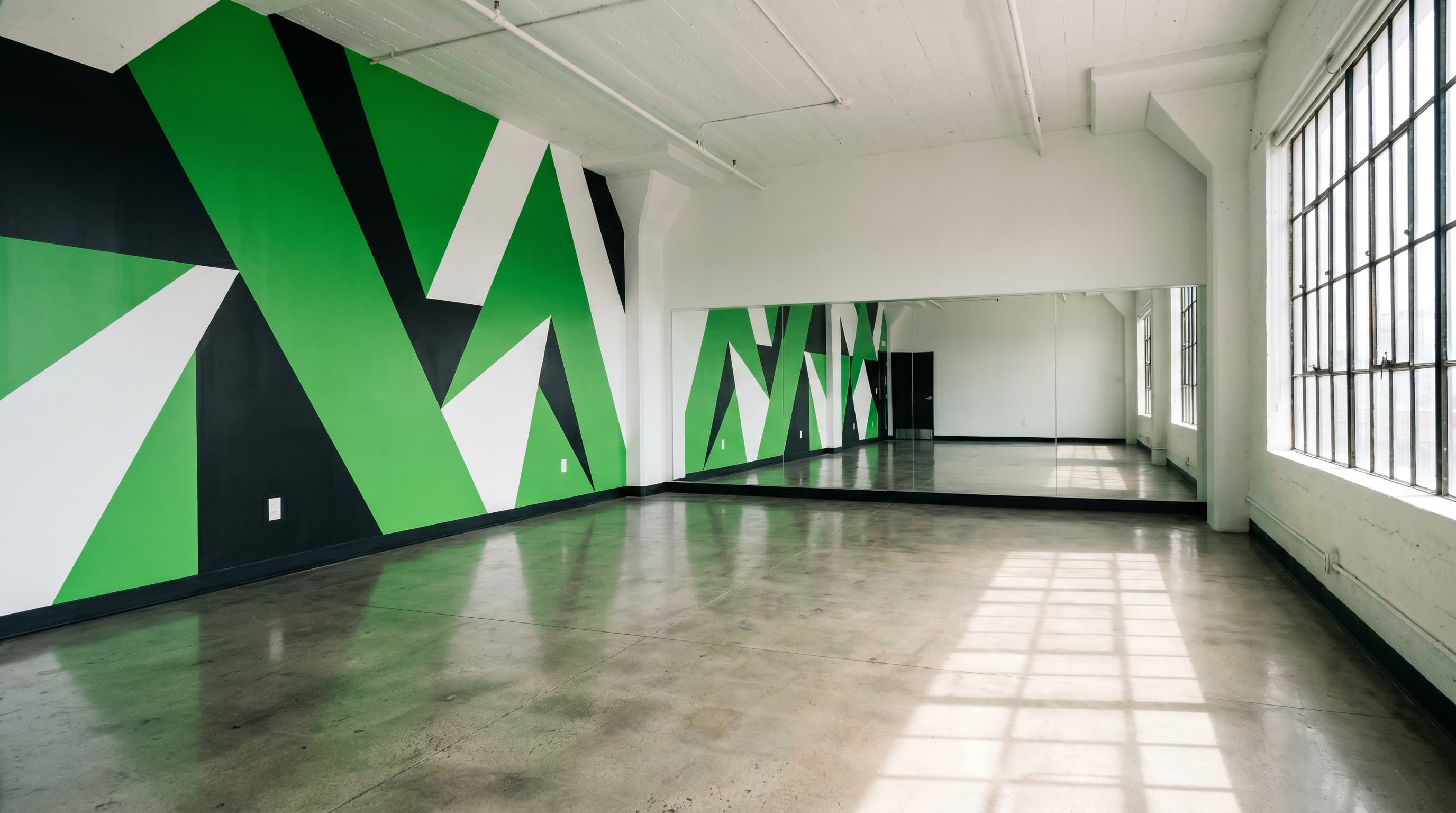 Floor-to-ceiling wall wrap in a fitness studio