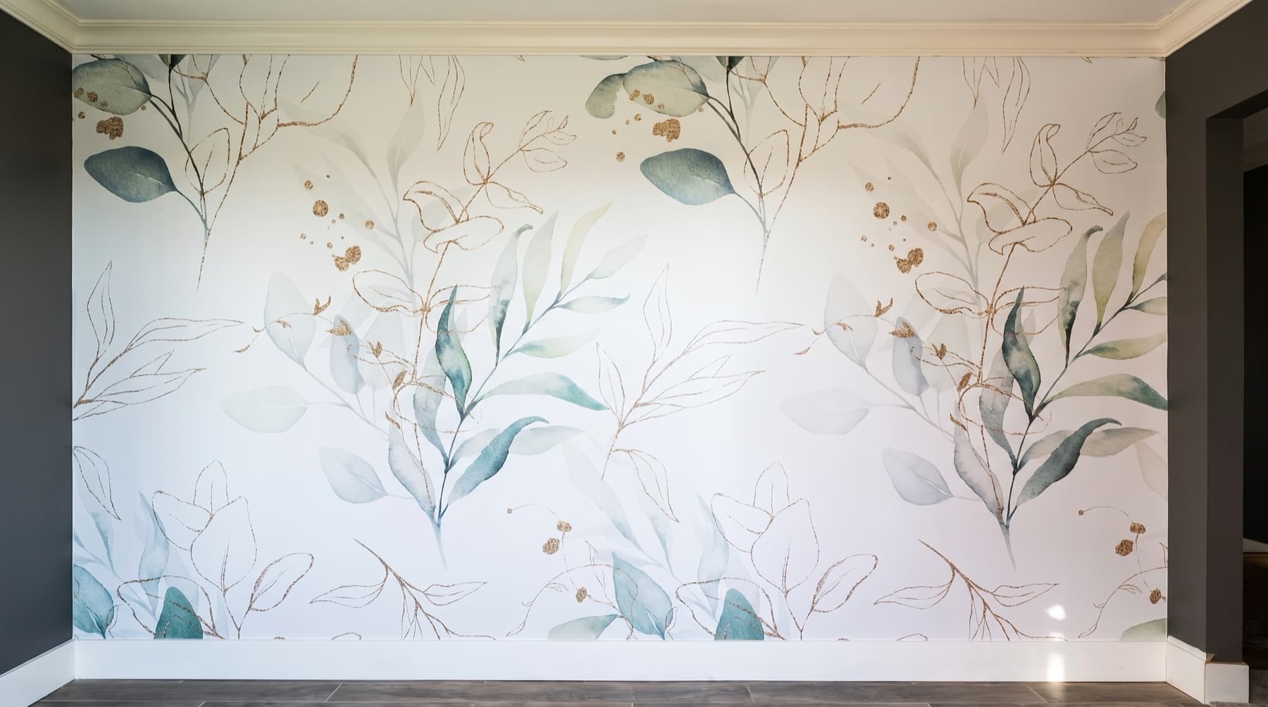 Botanical line-art wall mural