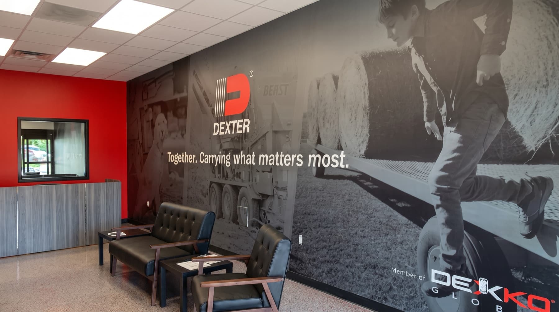 Branded lobby wall