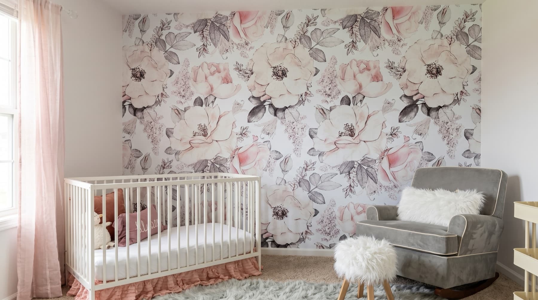 Floral nursery mural