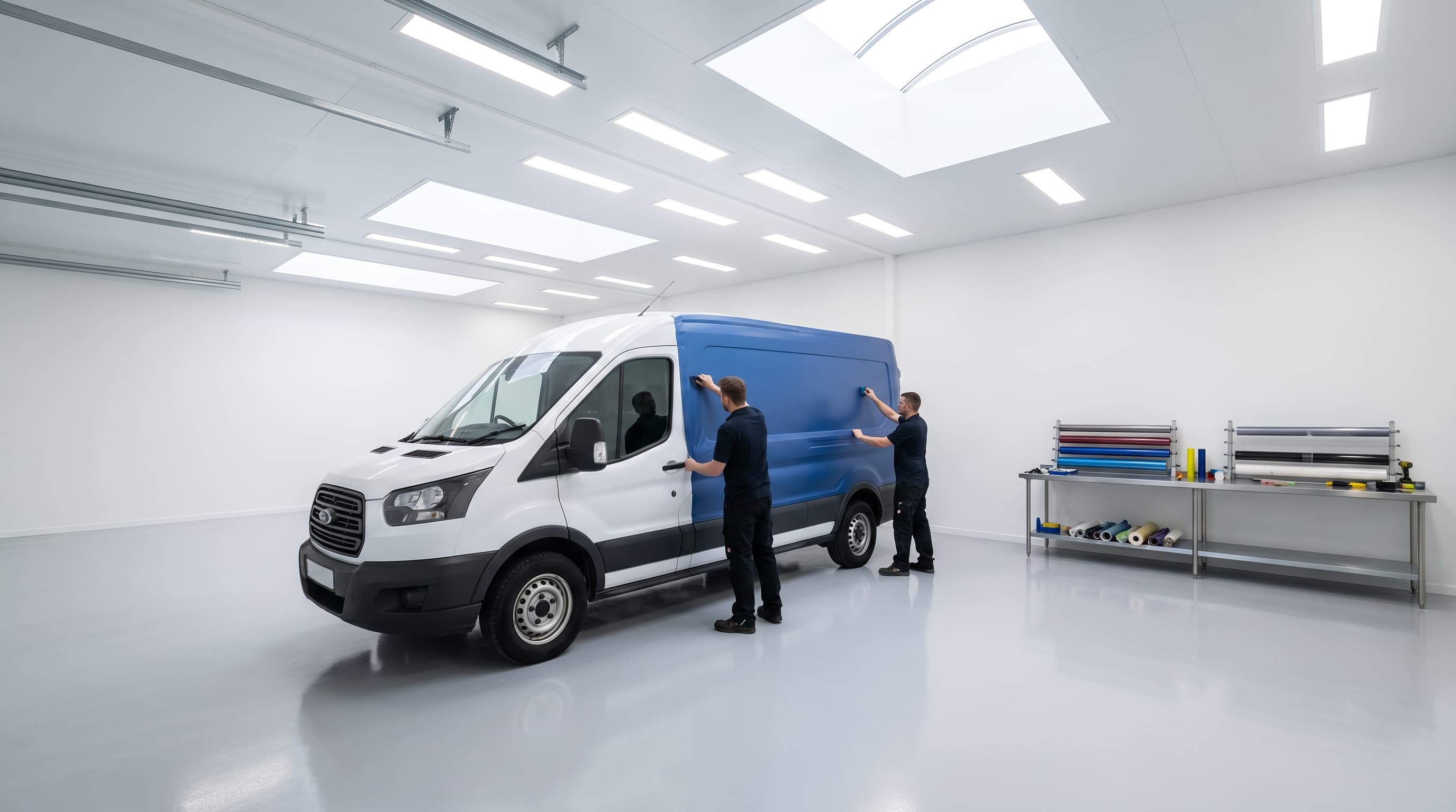 Inside the IGX climate-controlled install bay on California Ave