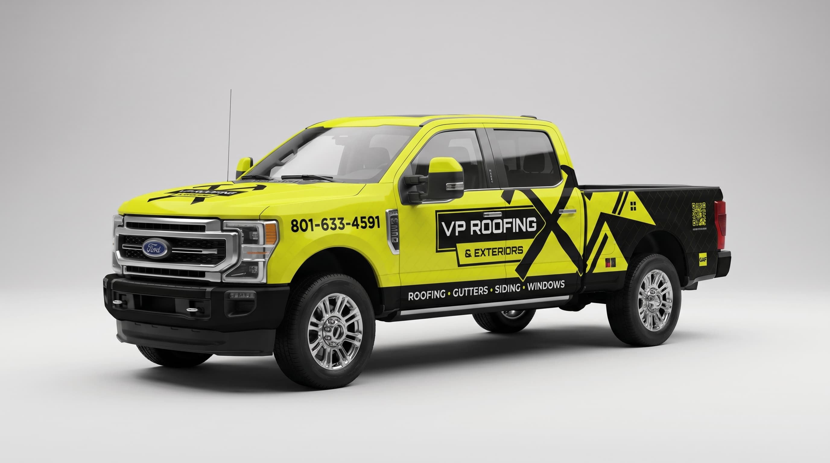 VP Roofing & Exteriors Ford F-350 completed wrap delivery